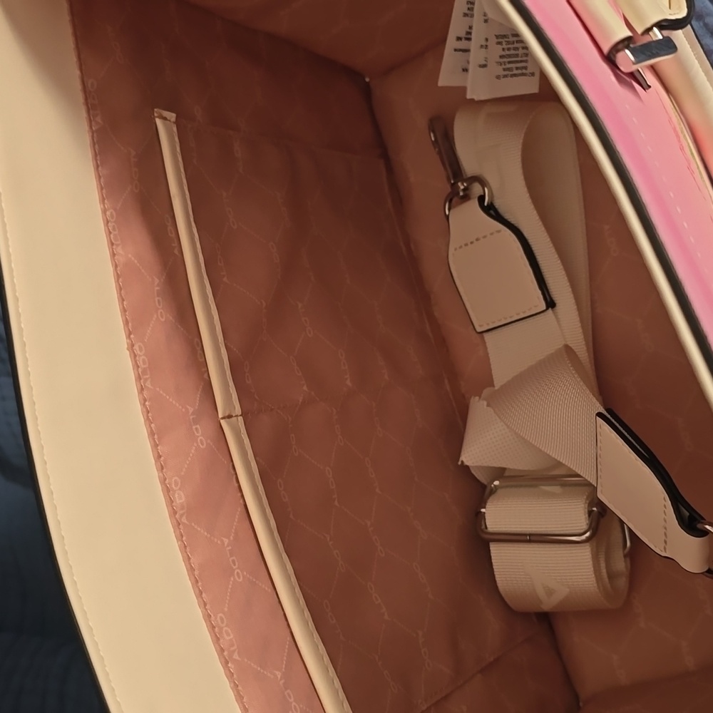 Aldo Pink and White Satchel with Structured Design - Picture 8 of 8